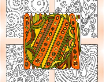 Easy Relaxing Coloring Pages to Color: Hand drawn Abstract, Organic Patterns / DESIGN SET 3