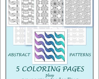 Abstract Pattern Coloring Pages: Doodling Designs for Adults & Kids (Digital Download)
