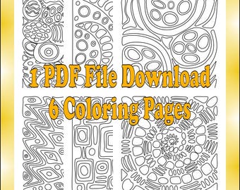 Abstract Coloring Pages: 6 Organic Designs for All Ages (PDF Pattern)