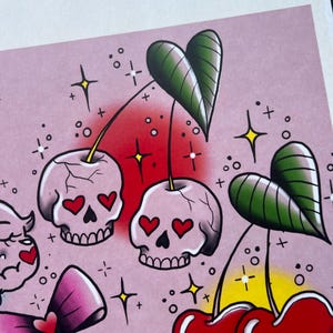 Cherry Fruity Flash Tattoo Design Art Print Decor Gift Tattoo Lover ...