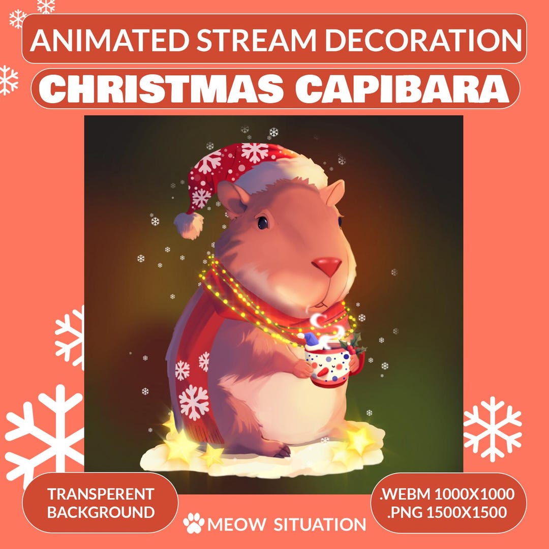 Animated Christmas Capybara Stream Decoration | Twitch & Youtube ...