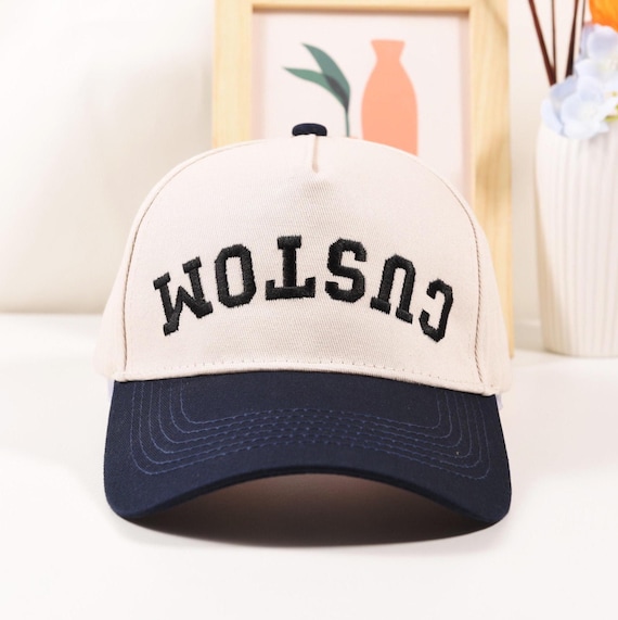 Personalized Upside-Down Text Embroidered Trucker Hat: Custom Bachelorette Gift