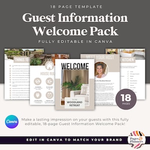 Editable Airbnb Welcome Pack Template | Printable Guest Information Book | Holiday Cottage Guide | Holiday Cottage Guest Book | Canva