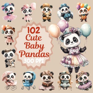 102 Pandas Bebês Fofos, Aquarela, PNG Clipart, Fundo Transparente, Criação de Cartões, Novo Bebê, Nascimento, Diários de Lixo, Digital, Arte de Berçário