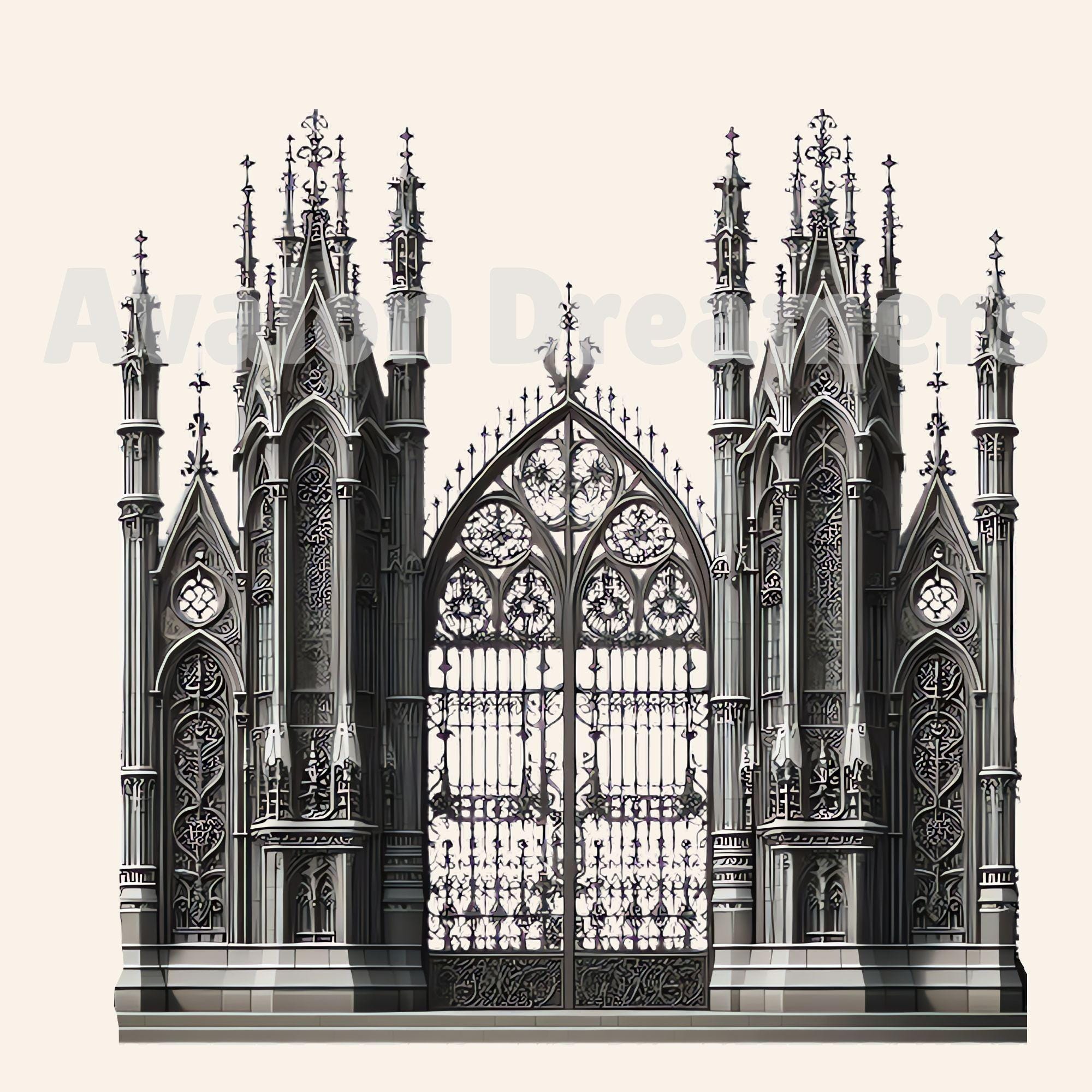 20 Gothic Ornate Gates PNG Clipart, Transparent Background, Card Making ...
