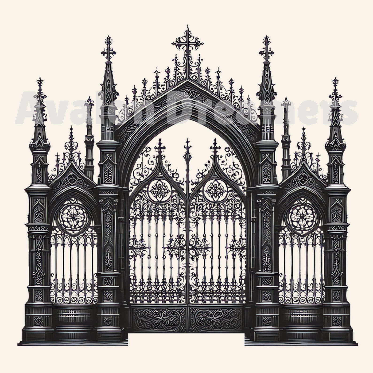 20 Gothic Ornate Gates PNG Clipart, Transparent Background, Card Making ...