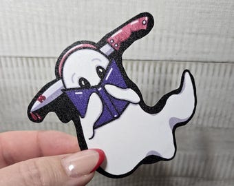 Horror Reading Ghost Sticker: Book Lover Gift