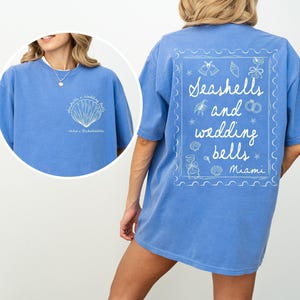 Seashells & Wedding Bells Bachelorette T-Shirts: Coastal Hen Party, Personalized Comfort Colors Tee