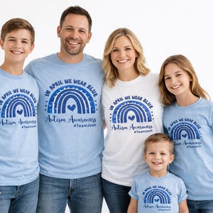 Autism Awareness Shirt, In April We Wear Blue, Custom Team Shirts image 2