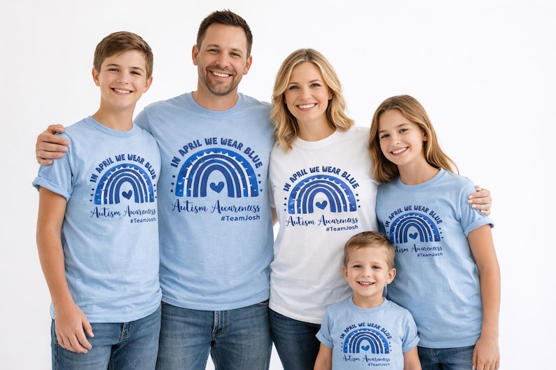 Autism Awareness Shirt, In April We Wear Blue, Custom Team Shirts image 2
