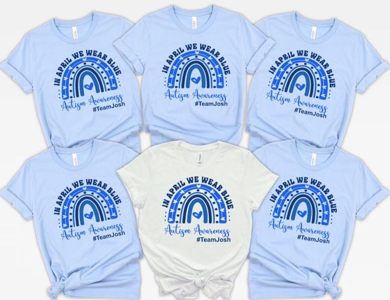 Autism Awareness Shirt, In April We Wear Blue, Custom Team Shirts image 1