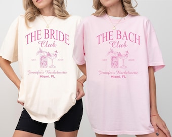 Custom Bachelorette Party Comfort Colors T-Shirt: Bride/Bach Club, Miami Trip
