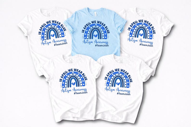 Autism Awareness Shirt, In April We Wear Blue, Custom Team Shirts image 3