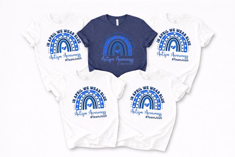 Autism Awareness Shirt, In April We Wear Blue, Custom Team Shirts image 11