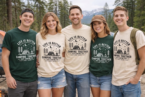 Custom Family Camping Shirts: Personalized Mountain Vacation Matching Tees