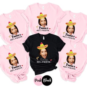 Custom Birthday Fiesta Shirt, Personalized Face Sombrero Tee for Women, Funny Cinco de Mayo Party Shirt, Custom Age Fiesta Top