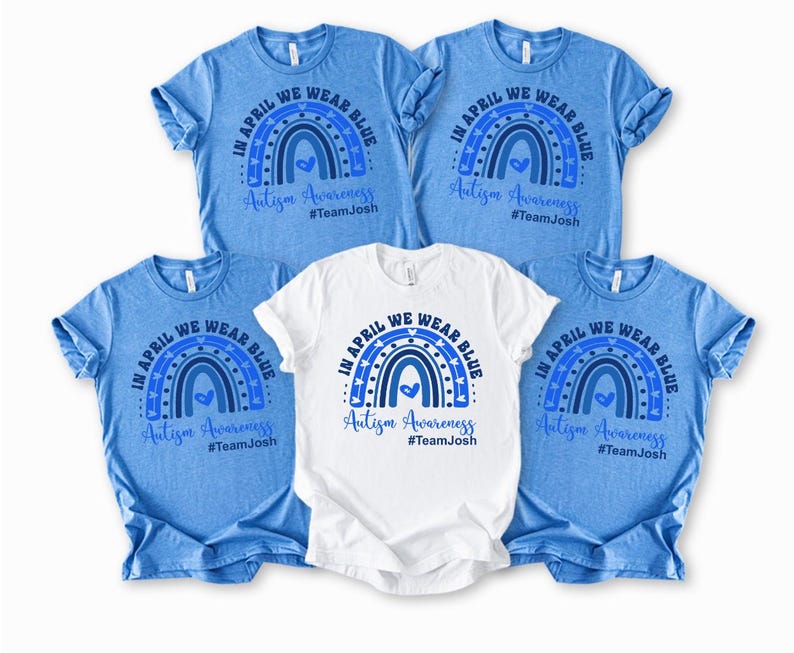Autism Awareness Shirt, In April We Wear Blue, Custom Team Shirts image 5