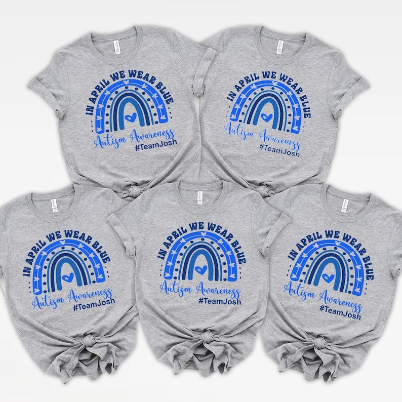 Autism Awareness Shirt, In April We Wear Blue, Custom Team Shirts image 4