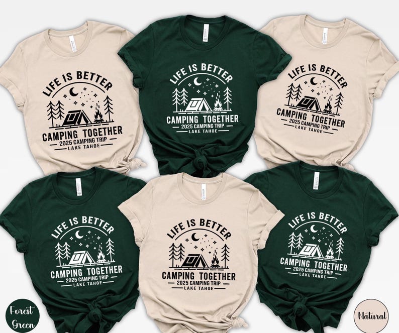 Custom Family Camping Shirts: Personalized Mountain Vacation Matching Tees image 2