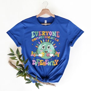 Autism Awareness T-Shirt, Everyone Communicates Differently, Neurodiversity Support Tee, Puzzle Piece Globe Design, Inclusion Advocate
