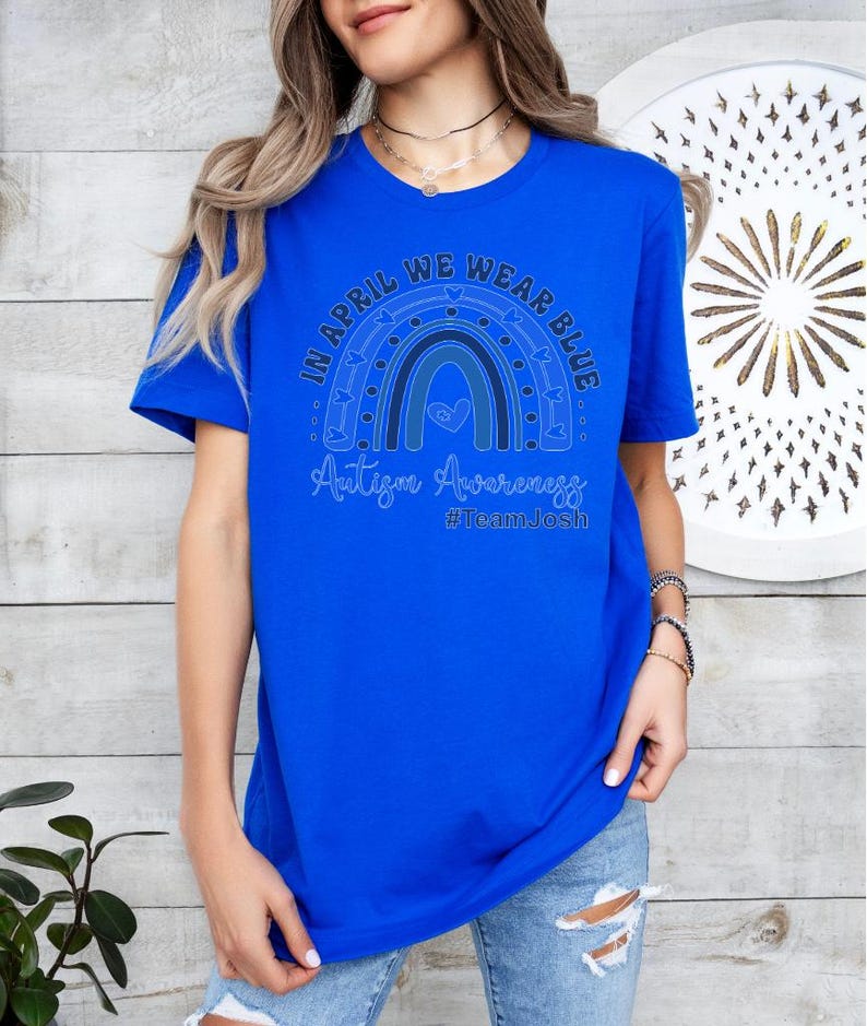 Autism Awareness Shirt, In April We Wear Blue, Custom Team Shirts image 6