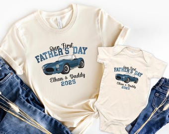 Personalized First Father's Day Car Shirt: Daddy & Baby Matching Outfit