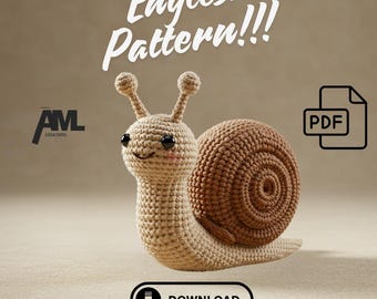 Amigurumi Snail Crochet Pattern, Cute Plush Snail PDF Tutorial, DIY Snail Toy Pattern, Beginner-Friendly Crochet Snail
