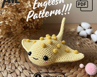Amigurumi Stingray Crochet Pattern, Cute Plush Ray PDF Tutorial, DIY Ocean Animal Toy, Beginner-Friendly Sea Creature Crochet