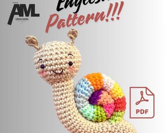 Rainbow Snail Crochet Pattern, Amigurumi Snail Plush DIY, Beginner-Friendly PDF Tutorial, Handmade Animal Toy Crochet Guide