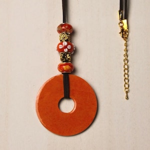 Orange & Brown Beaded Necklace