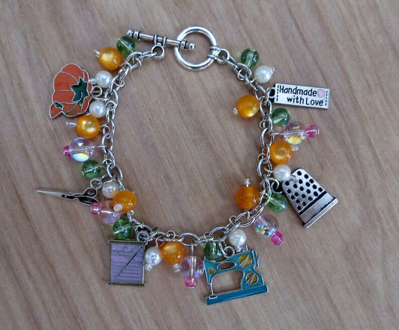 Sewing Charm Bracelet Vintage Style Sewing Bracelet Crafting Charm