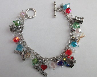 I Love Crafting Charm Bracelet~Knitting~Scissors~Painting~Sewing~Super Cute!