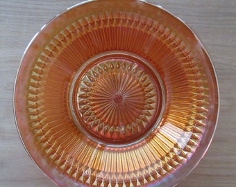 Vintage Carnival Glass Round Dish Decorative Accent Collectible Carnival Bowl Farm House Decor