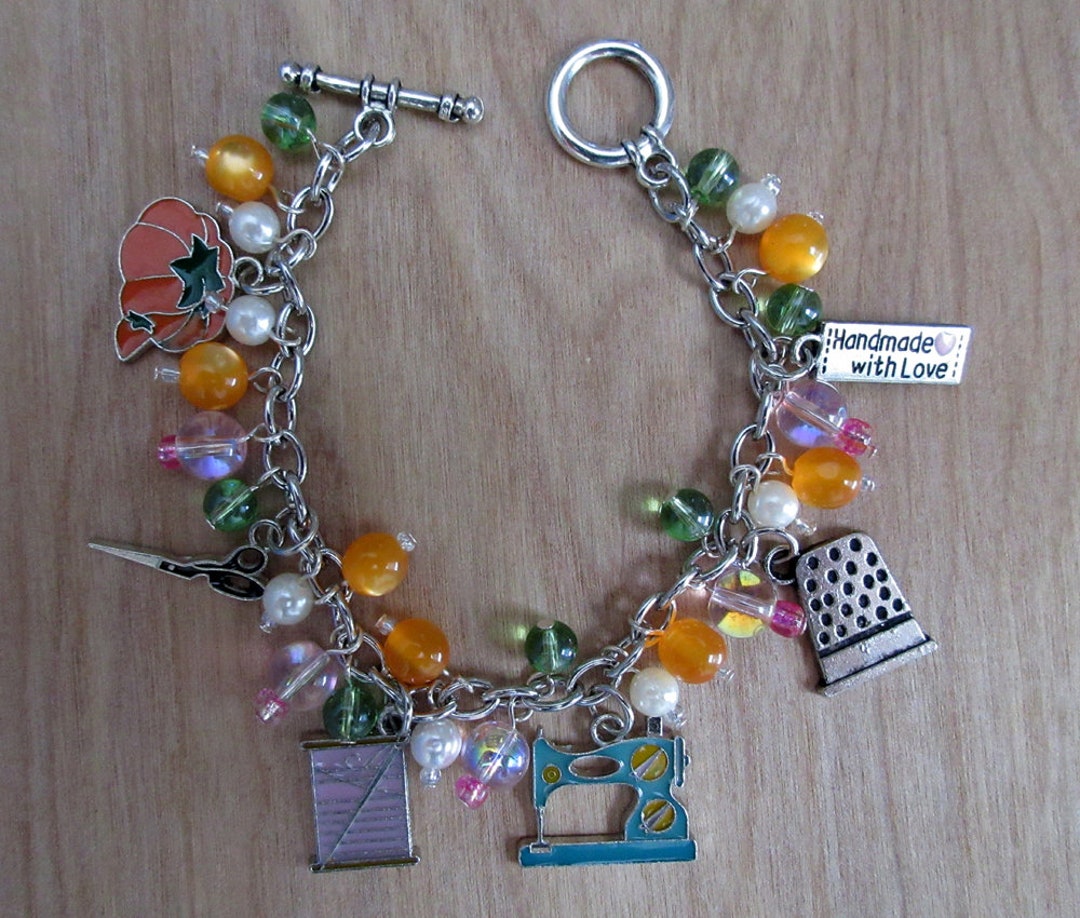 Sewing Charm Bracelet Vintage Style Sewing Bracelet Crafting Charm