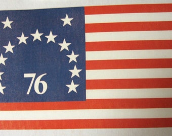 Vintage 1970's   Bicentennial  USA  1776  FLAG  Iron  On  Transfer