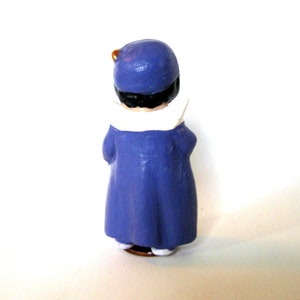 charming 3 penny doll, dressed in a blue robe and hat, standing on a penny, gift for her, dollladydianas dolls, porcelain collectible, doll image 3