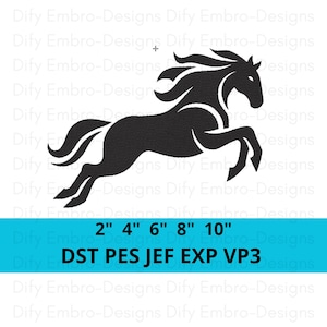Horse Embroidery Design - Galloping Stallion Silhouette Machine Embroidery Pattern - Instant Download Wild Horse Embroidery File