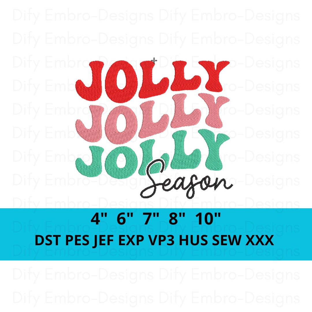 Jolly Christmas Script Jolly Christmas Embroidery Design, Jolly Jolly Jolly Season Machine ...