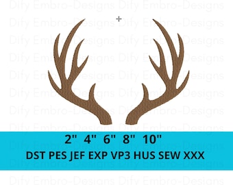 Deer Antlers Embroidery Design • Stag Antler Outline Machine Embroidery Pattern • Woodland Rustic Hunting Decor • Instant Download Digital