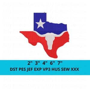 Texas Map Embroidery Design, Texas Flag Bull Skull Embroidery Pattern, Lone Star State Design, Western Cowboy Embroidery File Rustic Country