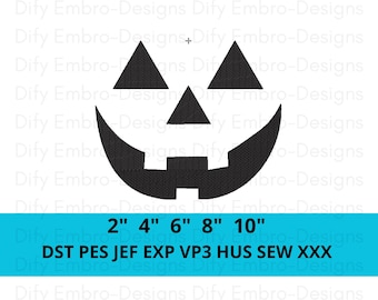 Halloween Pumpkin Face Jack O Lantern Embroidery Design – Spooky Scary Smile Machine Embroidery File for Halloween Shirts Tote Bags Kids