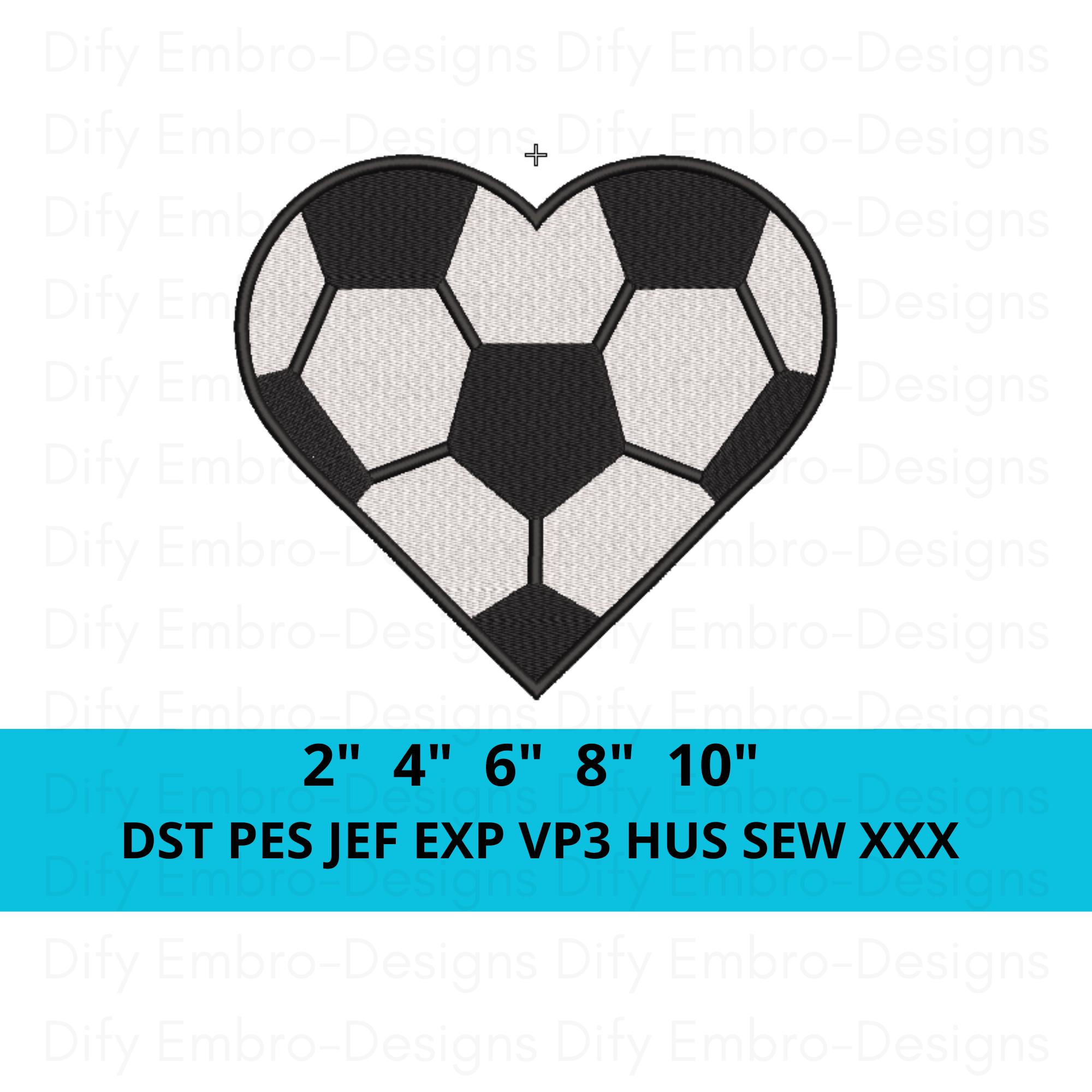 Soccer Heart Embroidery Design Machine File | Football Heart Love ...
