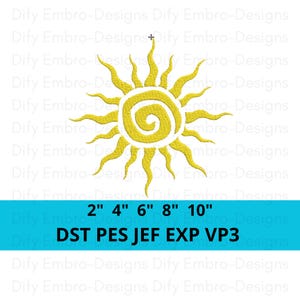 Boho Spiral Sun Machine Embroidery Design – Tribal Sunlight Symbol for Summer Decor – Minimalist Sun Outline Embroidery Pattern for Hoop
