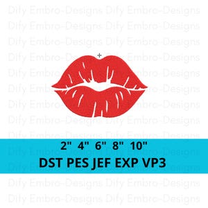 Kiss Lips Embroidery Design, Sexy Lipstick Kiss Machine Embroidery Pattern, Valentine’s Day Love Patch, Red Lips Applique, Digital Download