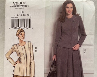 UNCUT  Vogue V8303   Size: 14 to 20   Misses/Misses Petite Jacket, Skirt and Pants - Very Easy - The Vogue Woman