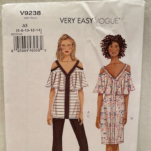 Vogue V9238 SIN CORTAR Talla: 6 a 14 Señoritas Top, Vestido y Pantalones - Muy Fácil