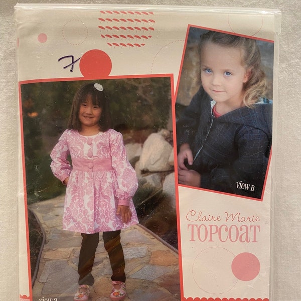 UNCUT   Izzy & Ivy Designs    Size: 2 to 10    Girls Claire Marie TopCoat - With and Without Hood