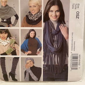 UNCUT   McCalls M6214   Size: One Size   Leg Warmers, Scarves, Cowl, Neck Warmer, Fingerless Gloves in 2 Lengths and Beret