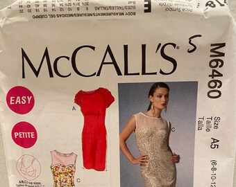 UNCUT   McCalls M6460  Size: 6 - 14   Misses/Miss Petite Dresses - Easy 4  Versions
