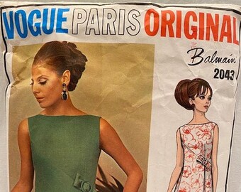Pierre Balmain Cut  Vogue 2043    Size 12    Misses and Women's One-Piece Evening Dress    Paris Original